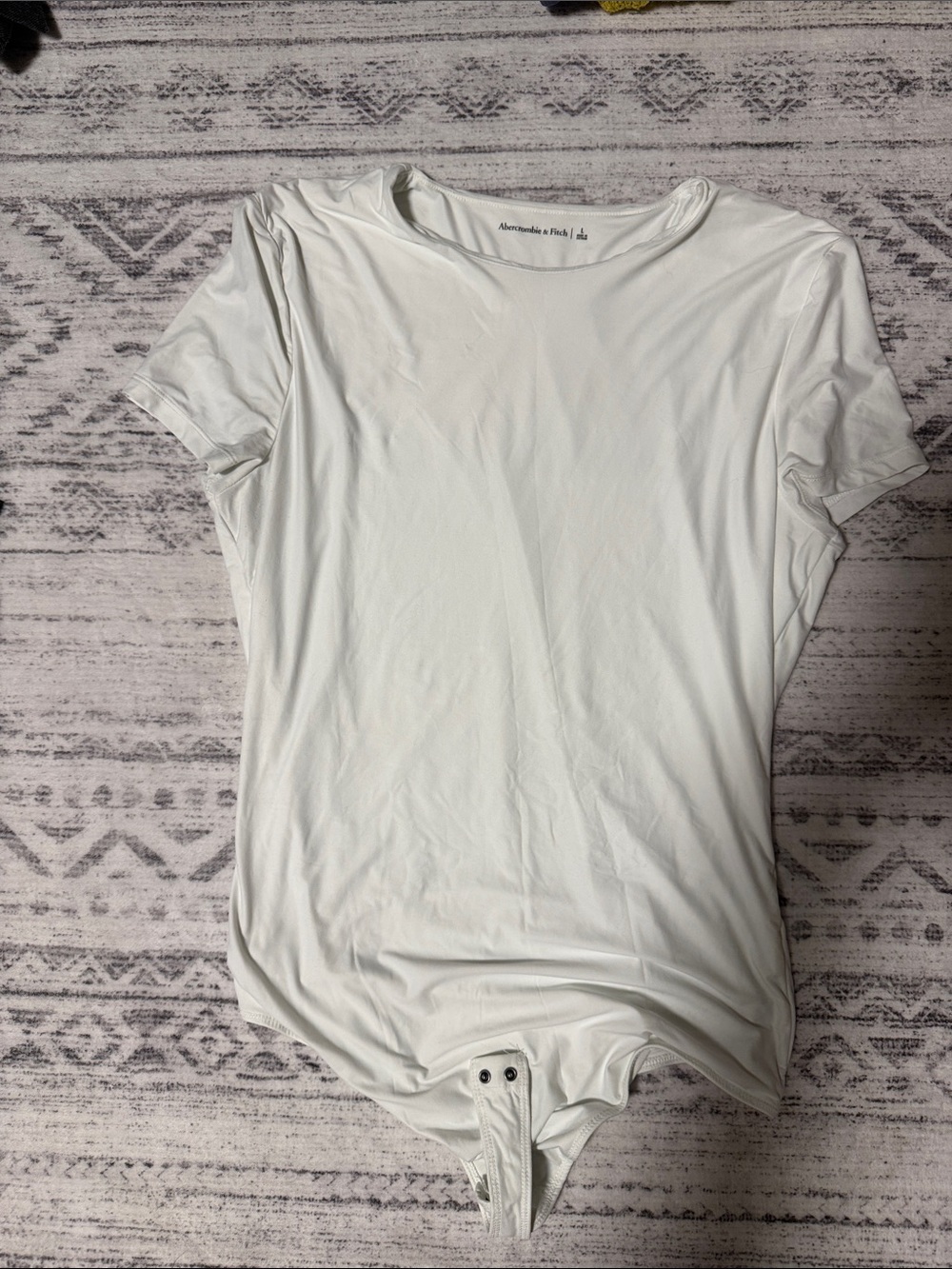 Abercrombie & Fitch White Short-Sleeve Snap-Front Bodysuit